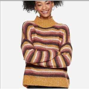 Pink Republic Multi-Colored Striped Mockneck Sweater Women’s Size Medium
